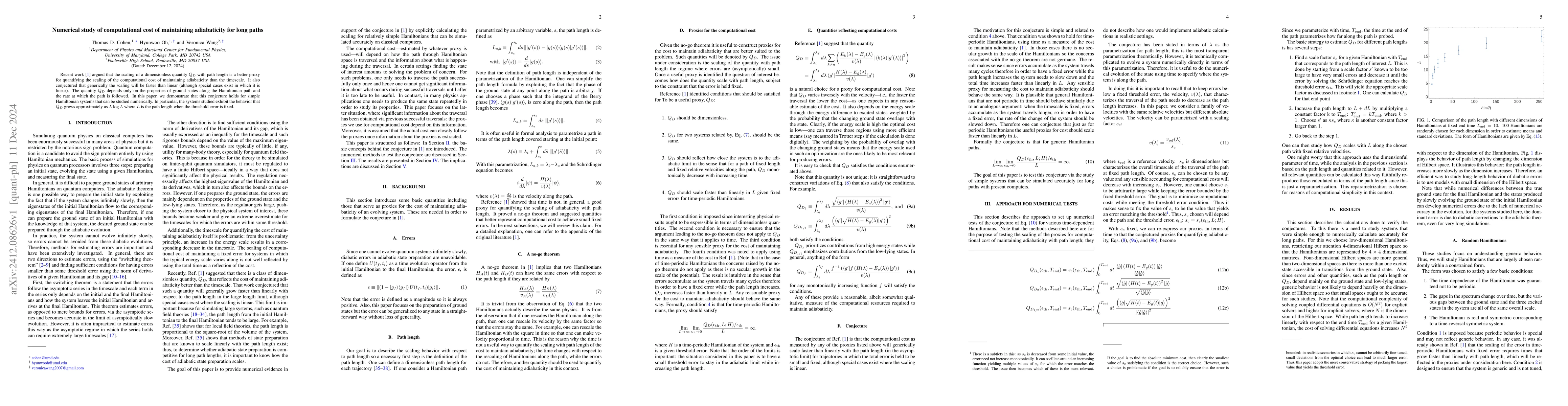 Thumbnail for Numerical study of computational cost of maintaining adiabaticity for
  long paths