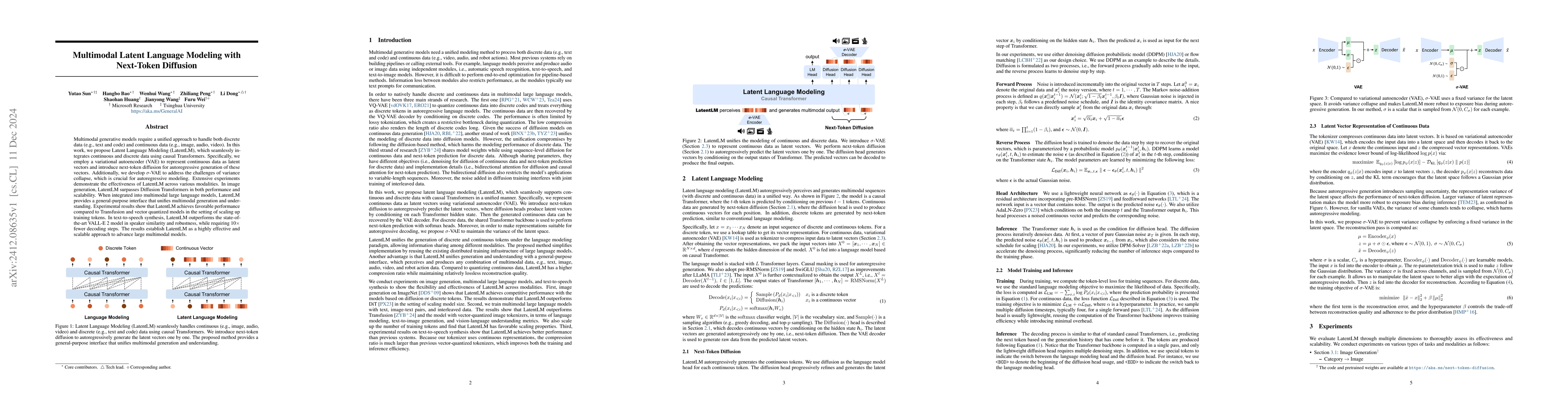 Thumbnail for Multimodal Latent Language Modeling with Next-Token Diffusion