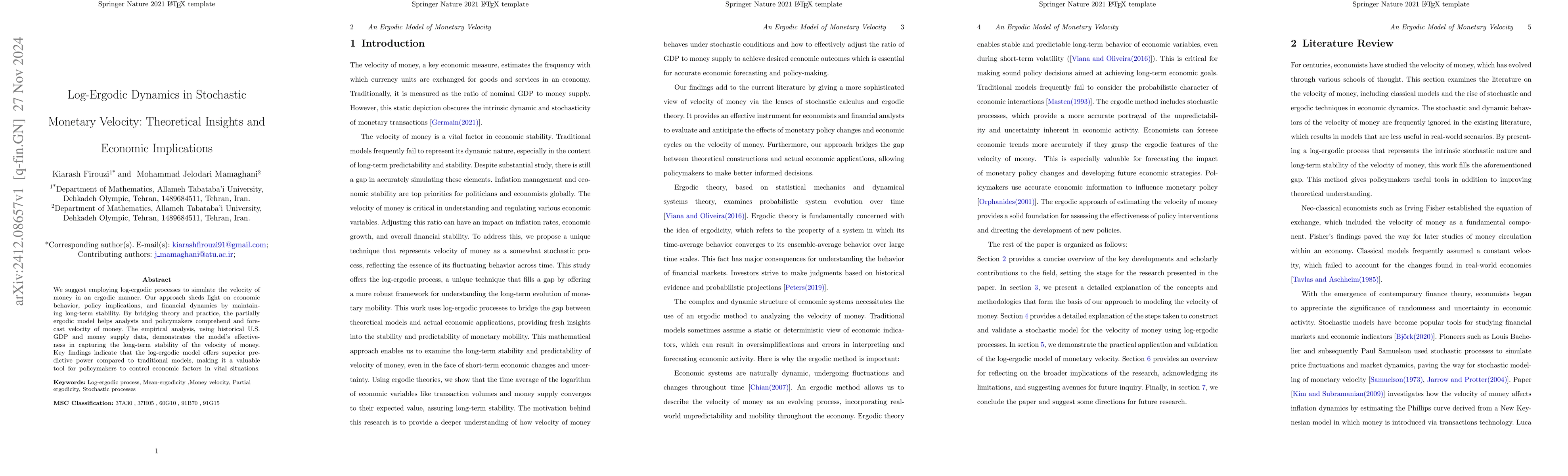 Thumbnail for Log-Ergodic Dynamics in Stochastic Monetary Velocity: Theoretical
  Insights and Economic Implications