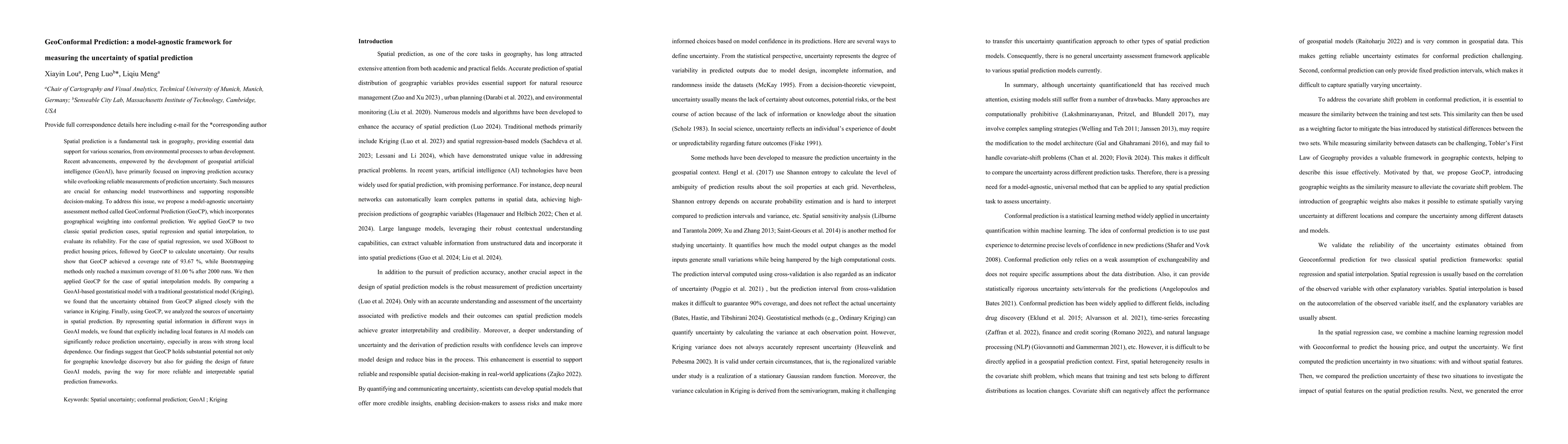Thumbnail for GeoConformal prediction: a model-agnostic framework of measuring the
  uncertainty of spatial prediction