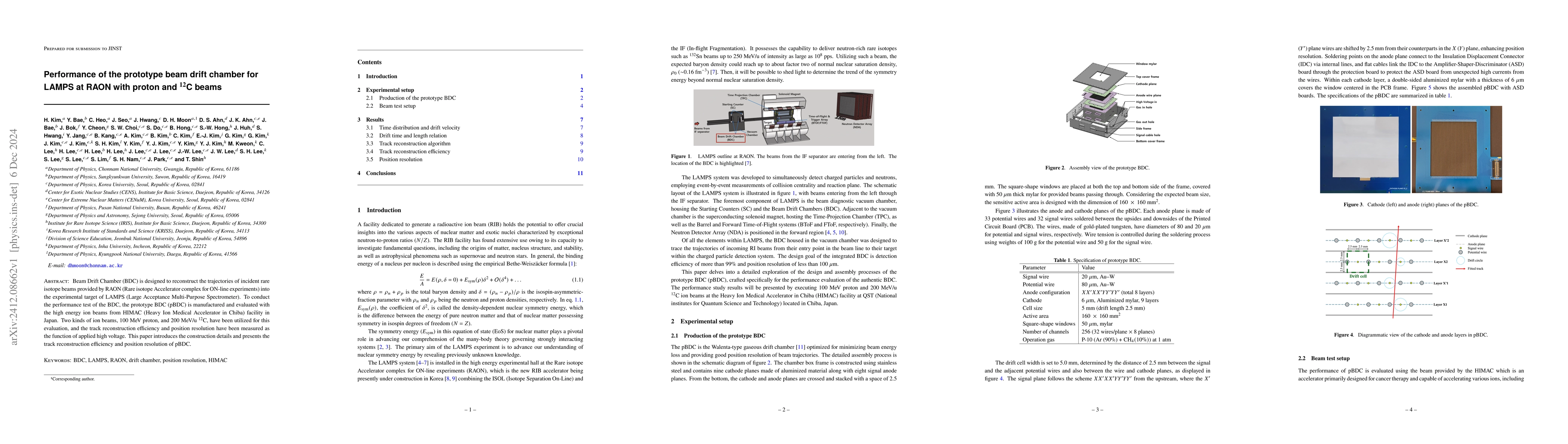 Thumbnail for Performance of the prototype beam drift chamber for LAMPS at RAON with
  proton and Carbon-12 beams