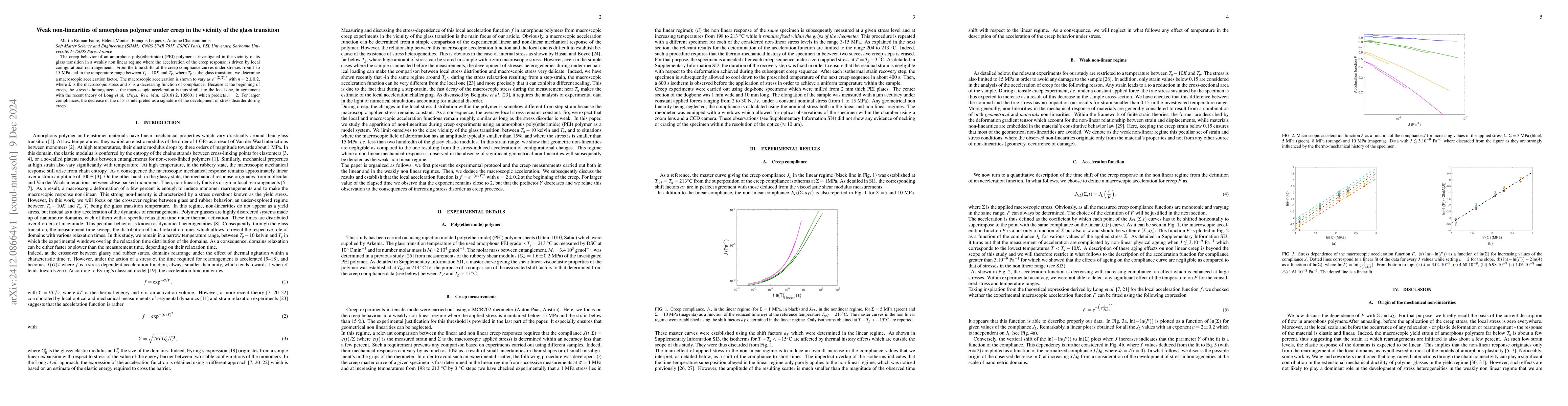 Thumbnail for Weak non-linearities of amorphous polymer under creep in the vicinity of
  the glass transition