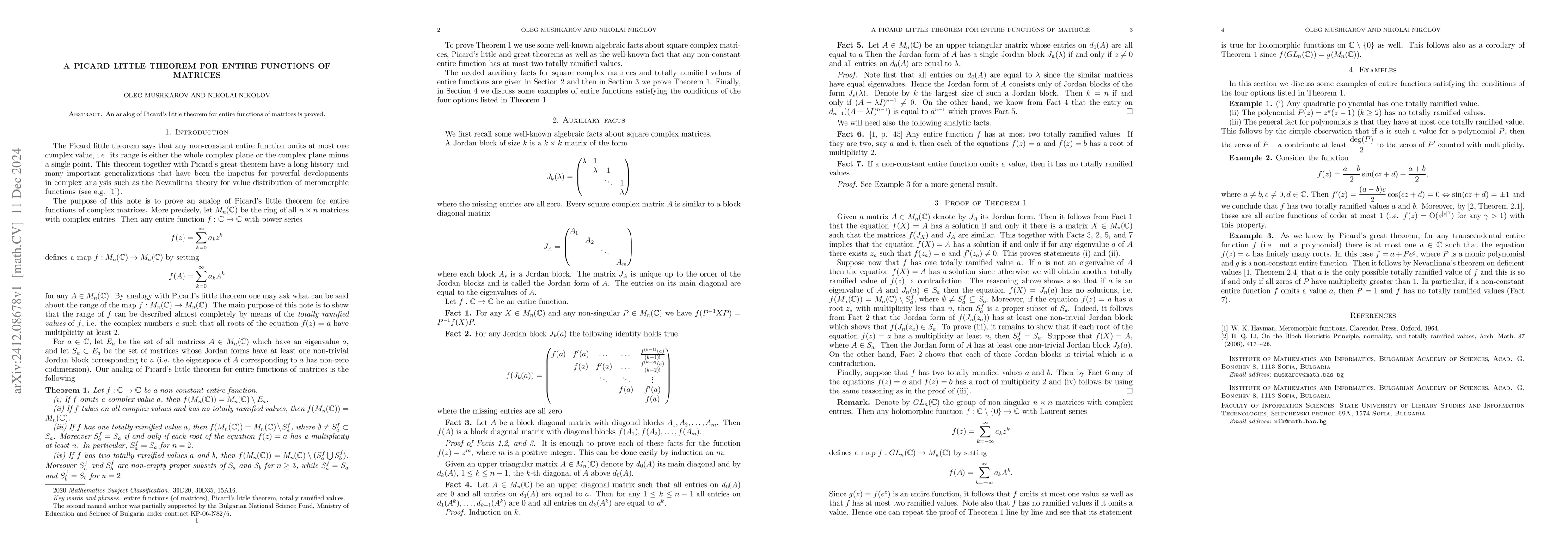Thumbnail for A Picard little theorem for entire functions of matrices