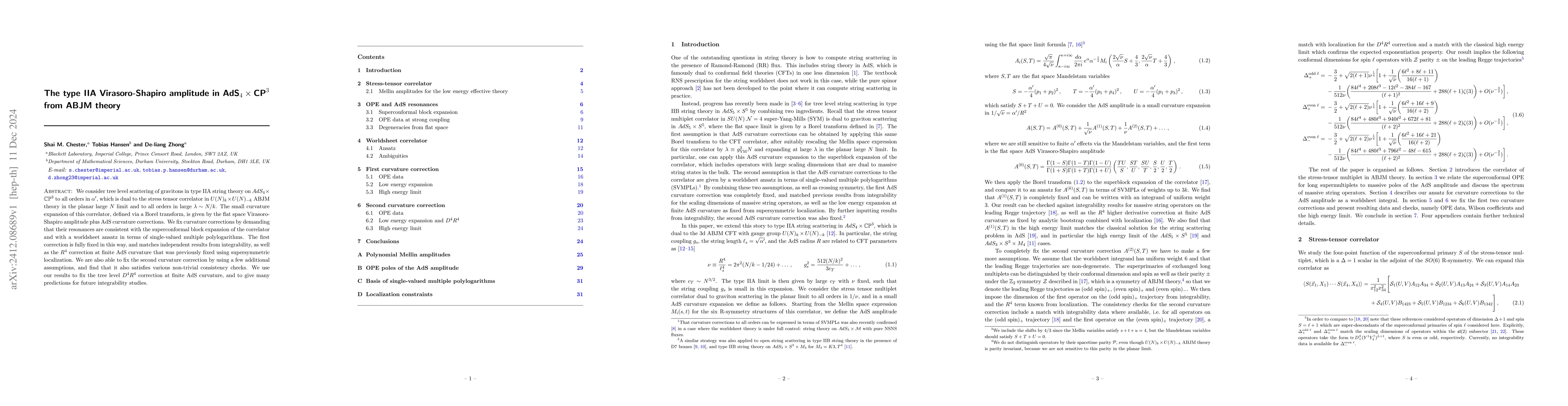 Thumbnail for The type IIA Virasoro-Shapiro amplitude in AdS$_4$ $\times$ CP$^3$ from
  ABJM theory