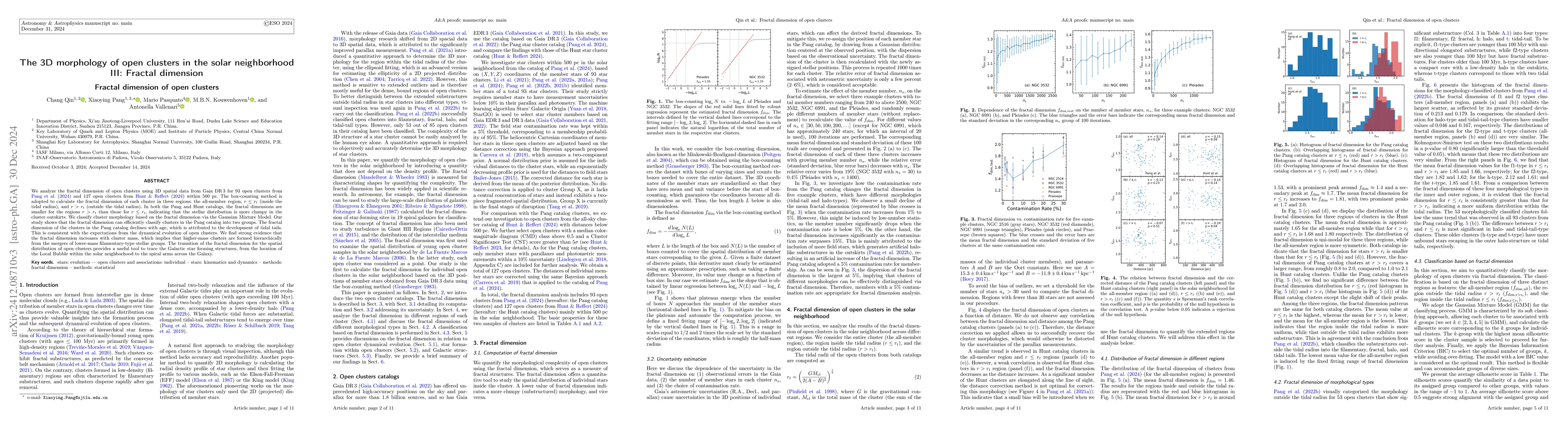 Thumbnail for The 3D morphology of open clusters in the solar neighborhood III:
  Fractal dimension