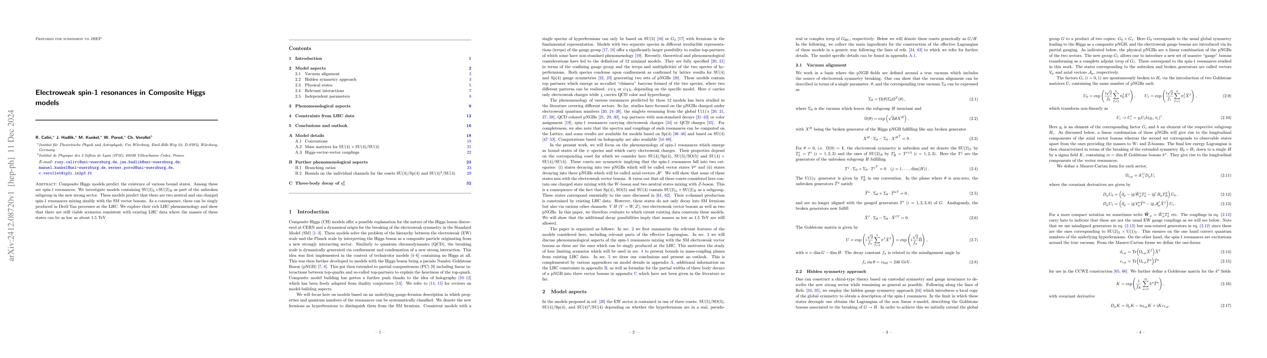 Thumbnail for Electroweak spin-1 resonances in Composite Higgs models