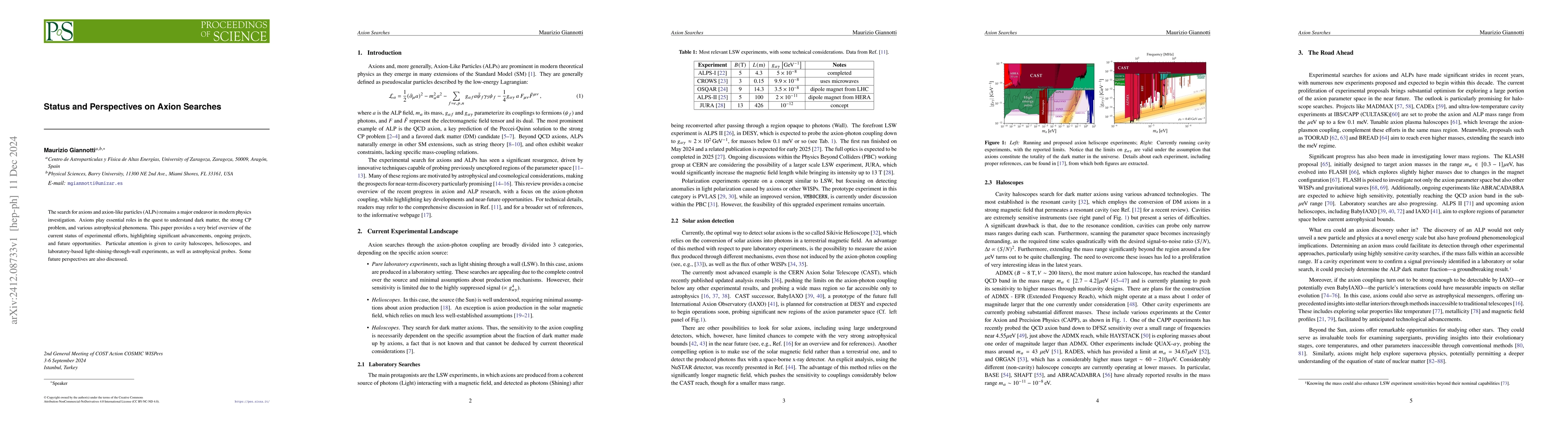 Thumbnail for Status and Perspectives on Axion Searches