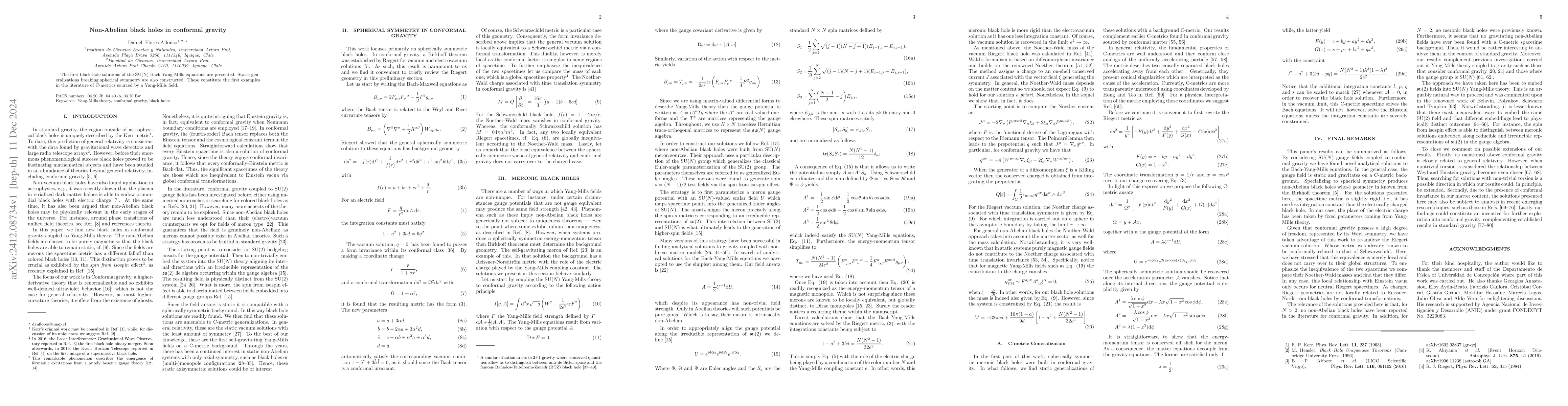 Thumbnail for Non-Abelian black holes in conformal gravity