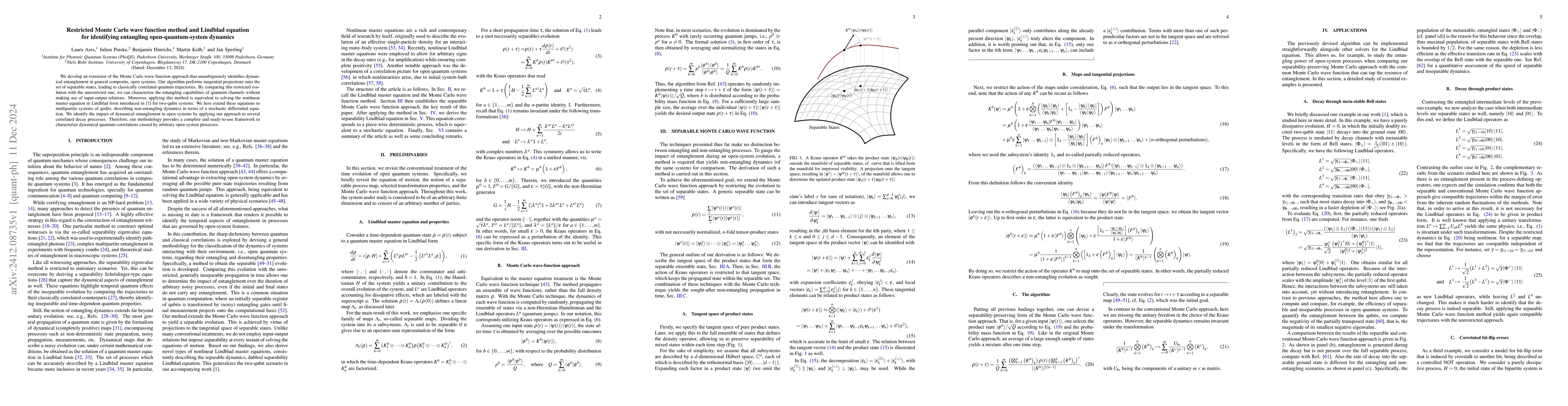 Thumbnail for Restricted Monte Carlo wave function method and Lindblad equation for
  identifying entangling open-quantum-system dynamics