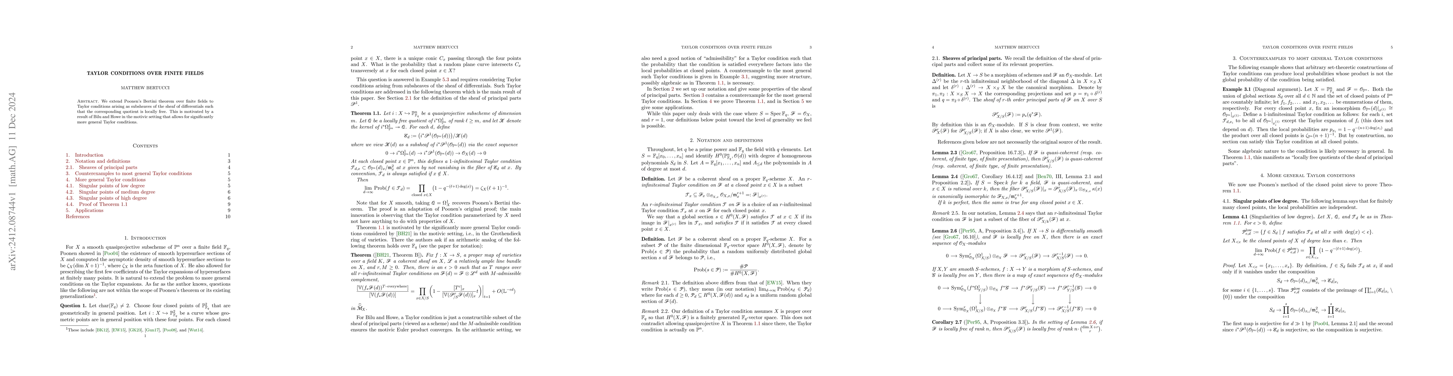 Thumbnail for Taylor conditions over finite fields