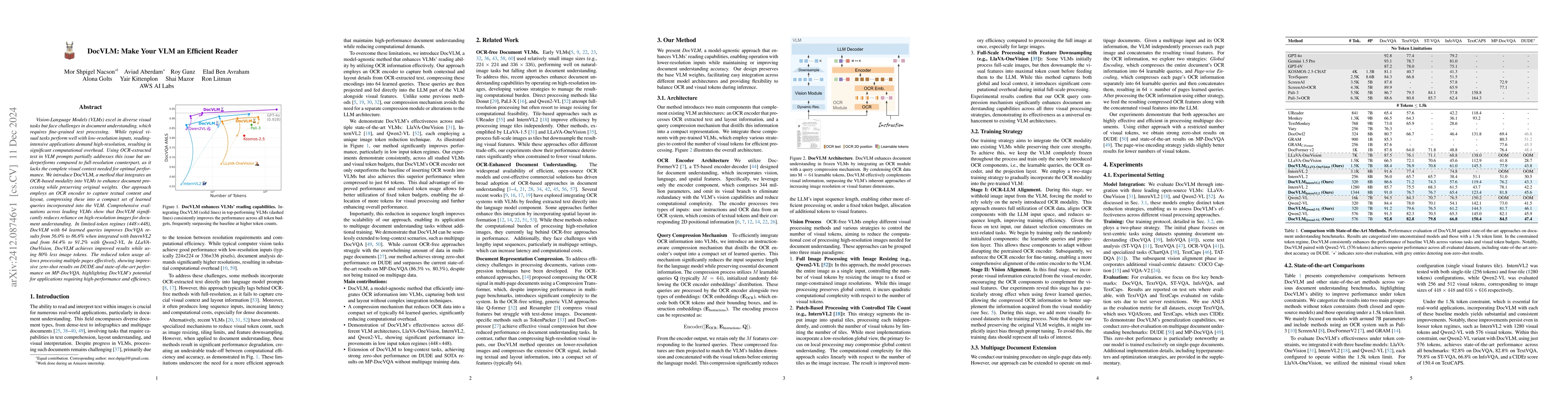 Thumbnail for DocVLM: Make Your VLM an Efficient Reader
