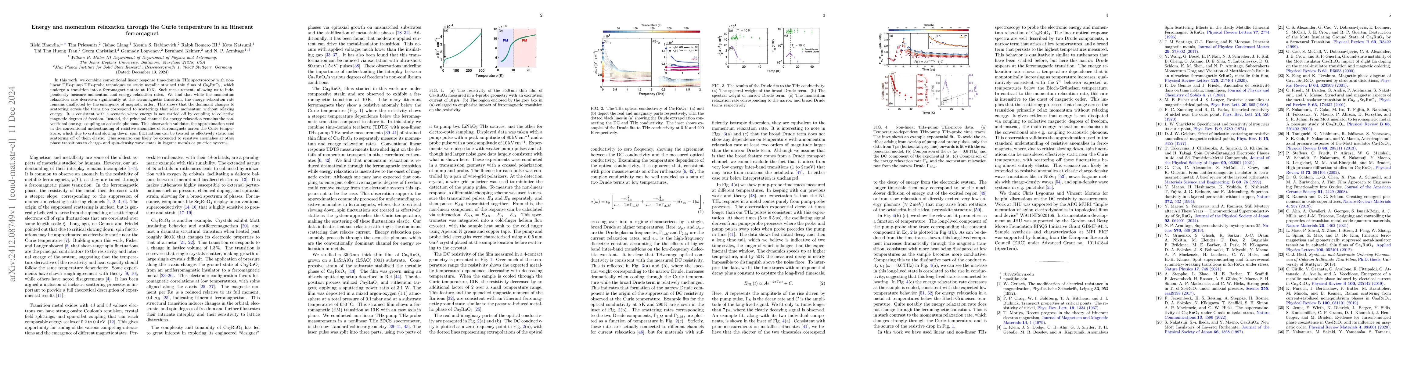 Thumbnail for Energy and momentum relaxation through the Curie temperature in an
  itinerant ferromagnet