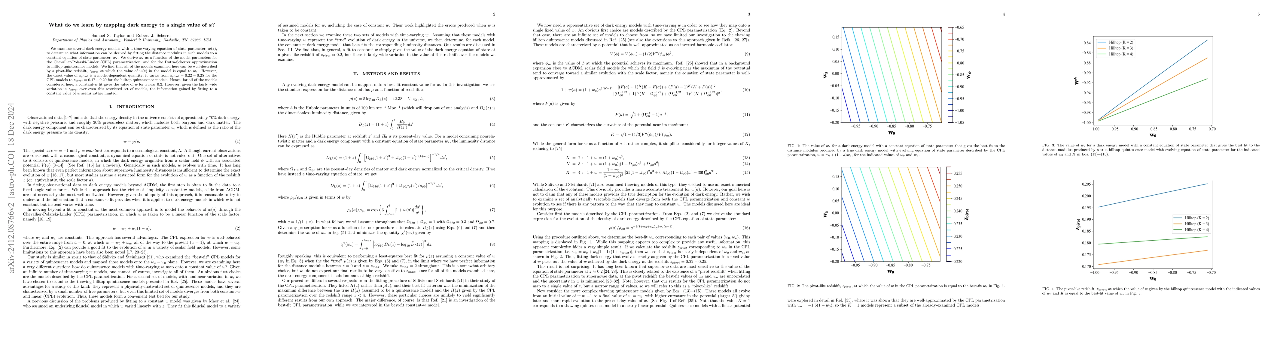 Thumbnail for What do we learn by mapping dark energy to a single value of $w$?