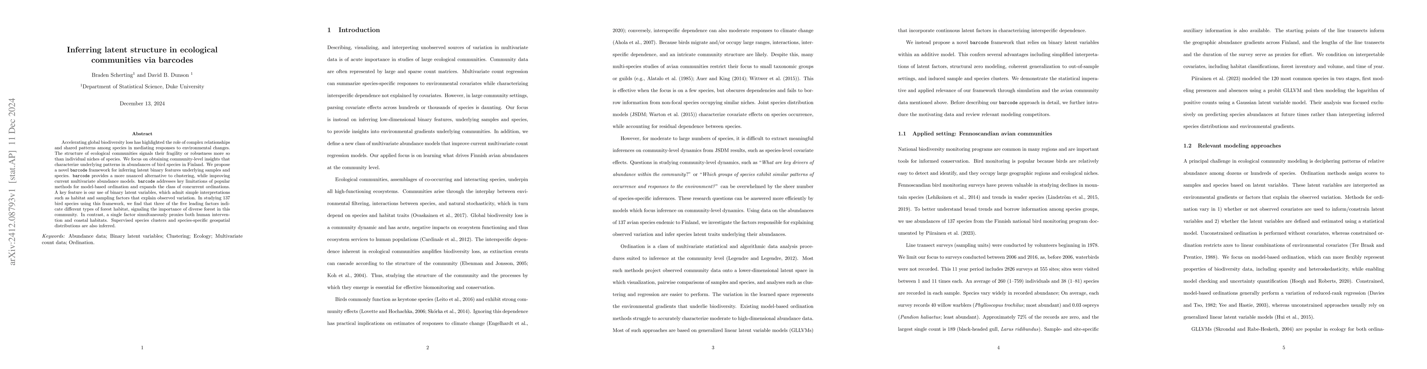 Thumbnail for Inferring latent structure in ecological communities via barcodes