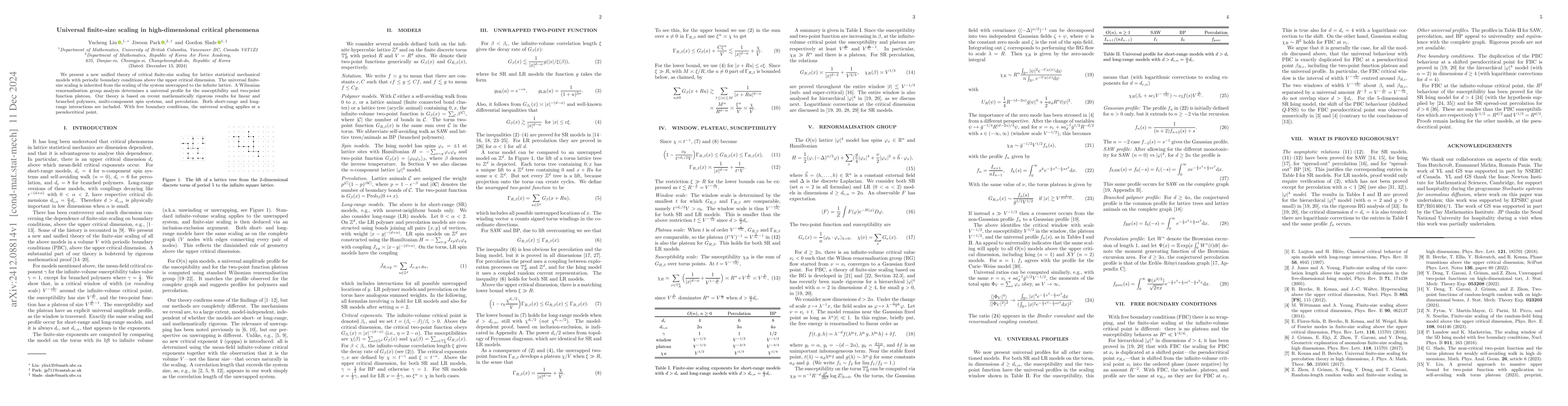 Thumbnail for Universal finite-size scaling in high-dimensional critical phenomena