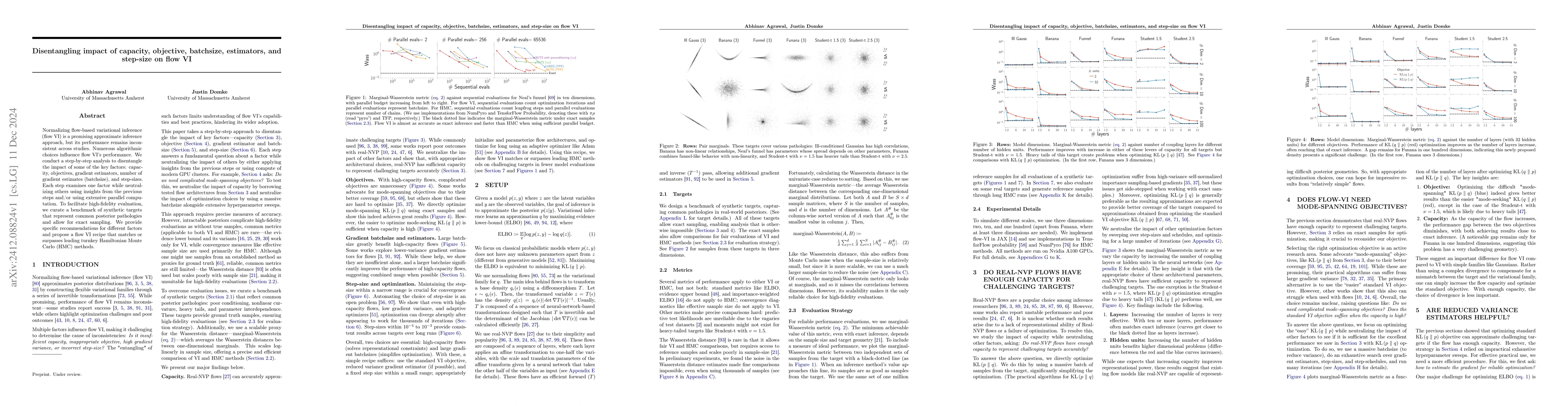 Thumbnail for Disentangling impact of capacity, objective, batchsize, estimators, and
  step-size on flow VI