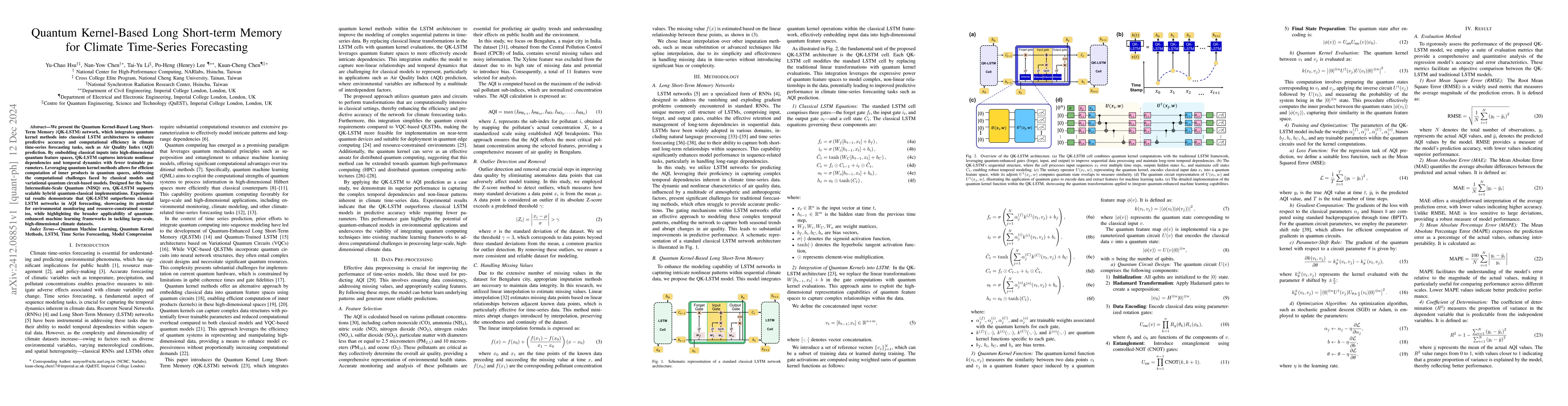 Thumbnail for Quantum Kernel-Based Long Short-term Memory for Climate Time-Series
  Forecasting