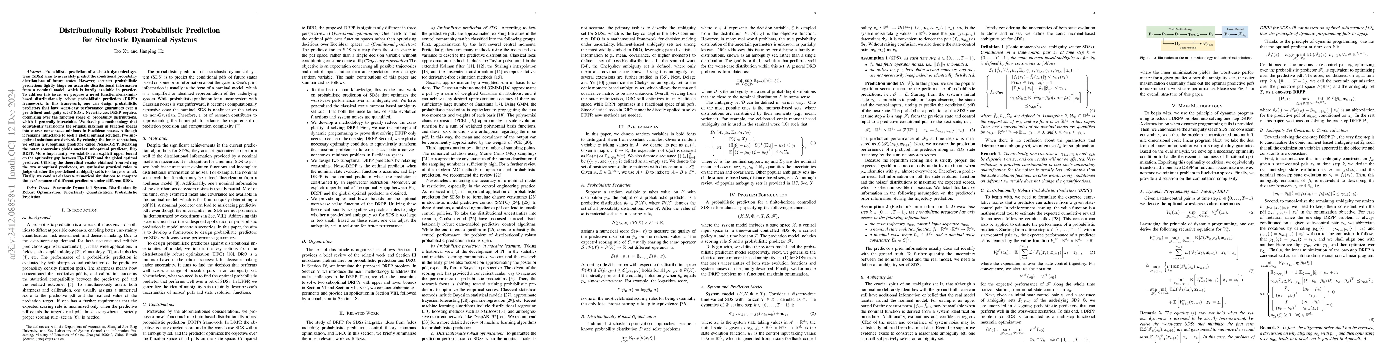 Thumbnail for Distributionally Robust Probabilistic Prediction for Stochastic
  Dynamical Systems