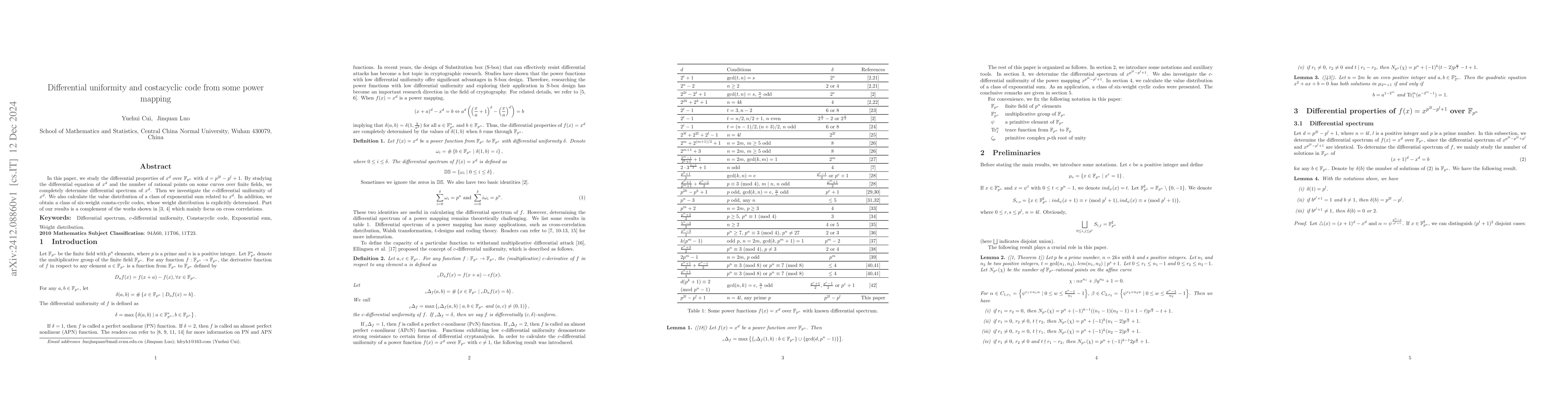 Thumbnail for Differential uniformity and costacyclic code from some power mapping