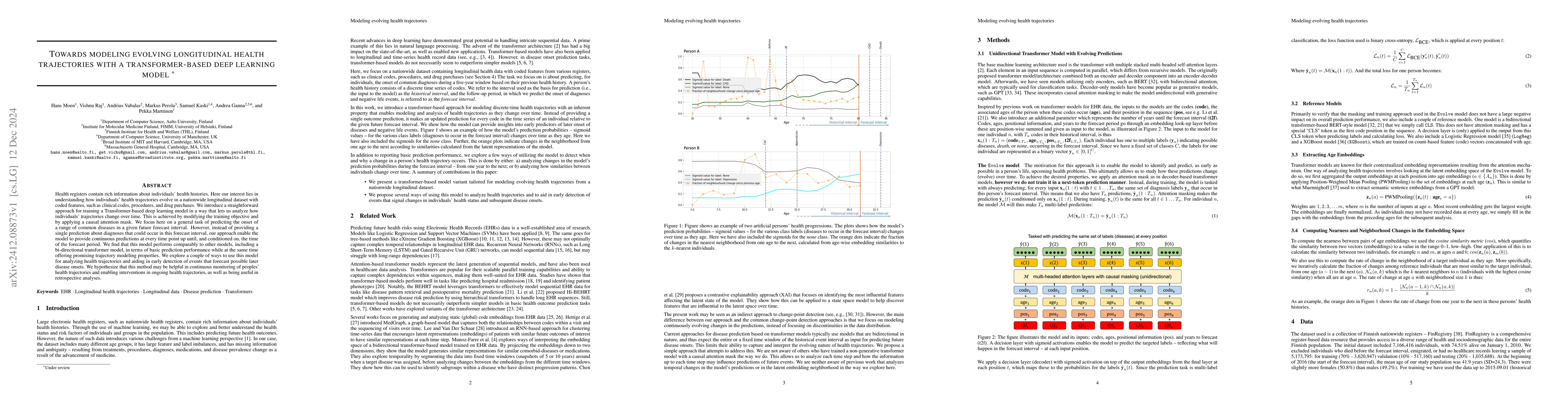 Thumbnail for Towards modeling evolving longitudinal health trajectories with a
  transformer-based deep learning model