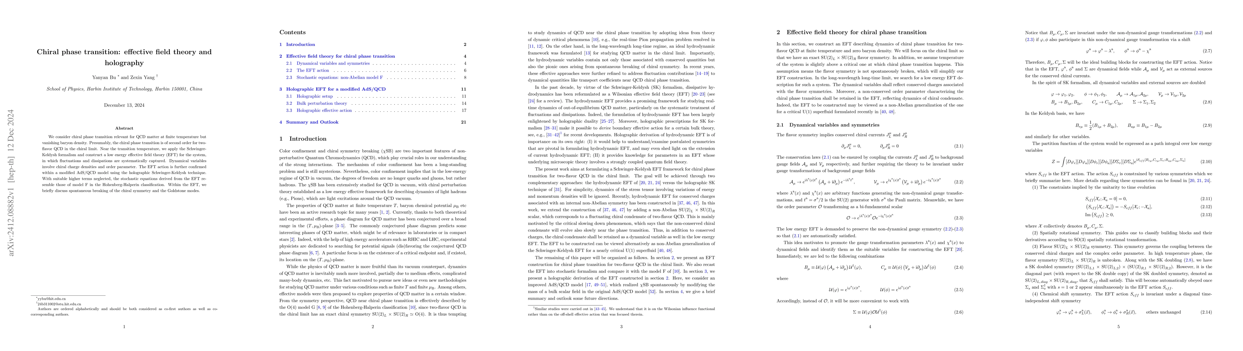 Thumbnail for Chiral phase transition: effective field theory and holography