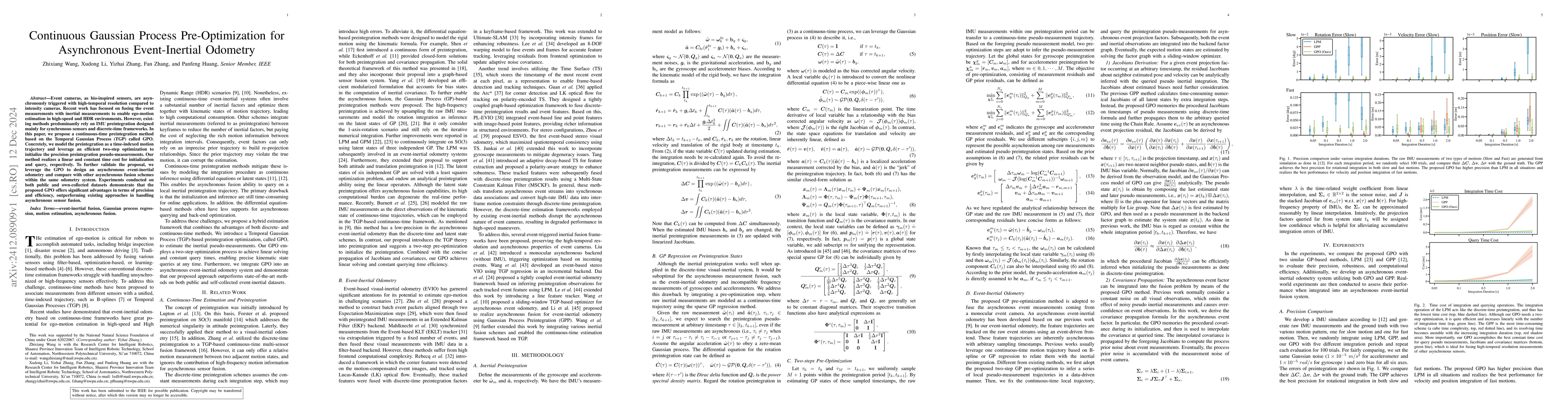 Thumbnail for Continuous Gaussian Process Pre-Optimization for Asynchronous
  Event-Inertial Odometry