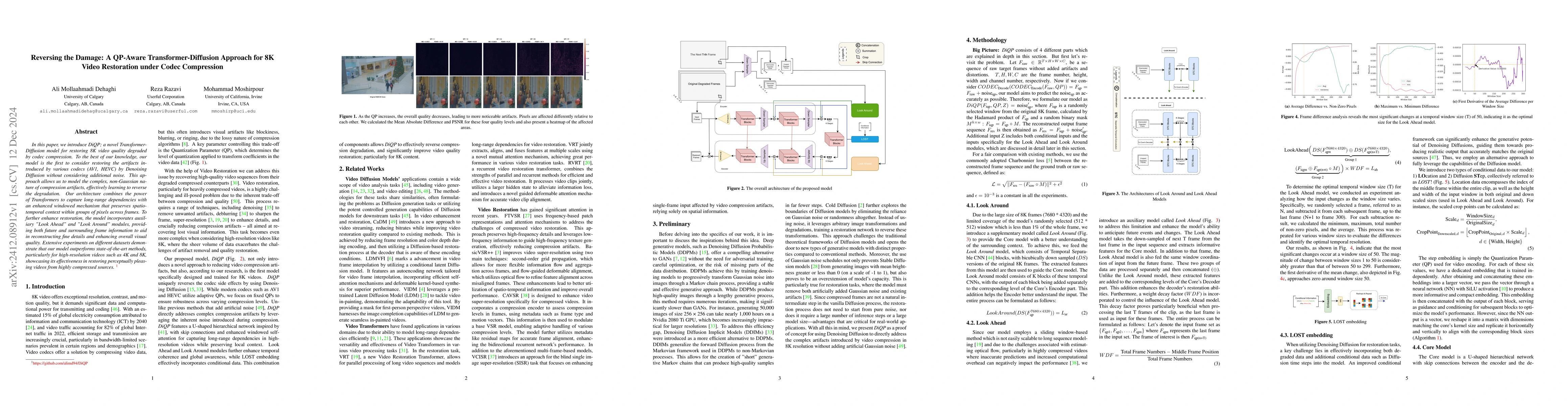 Thumbnail for Reversing the Damage: A QP-Aware Transformer-Diffusion Approach for 8K
  Video Restoration under Codec Compression