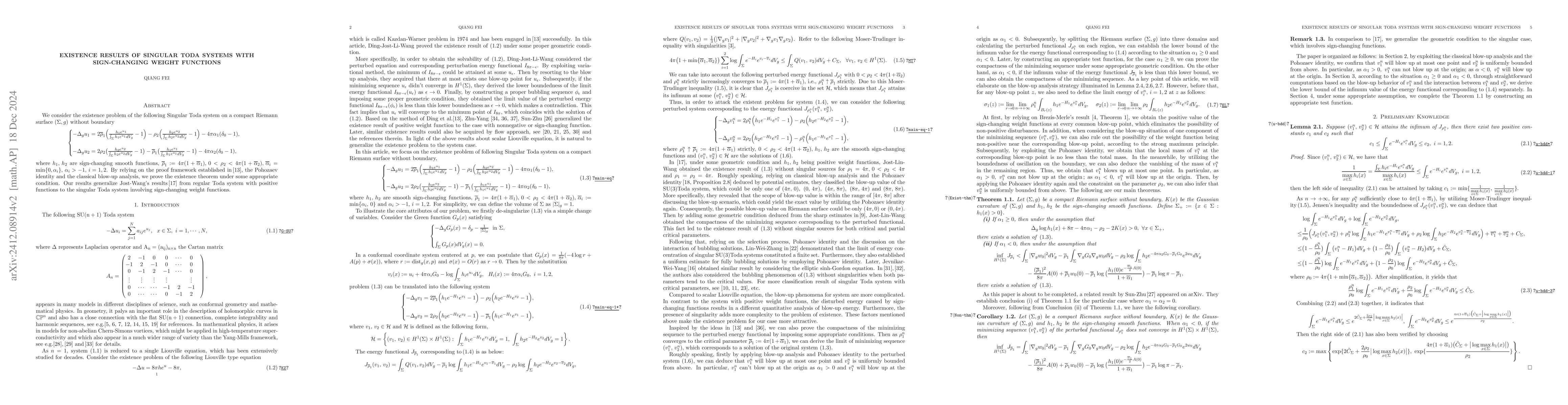 Thumbnail for Existence results of Toda systems with a singularity and sign-changing
  weight functions