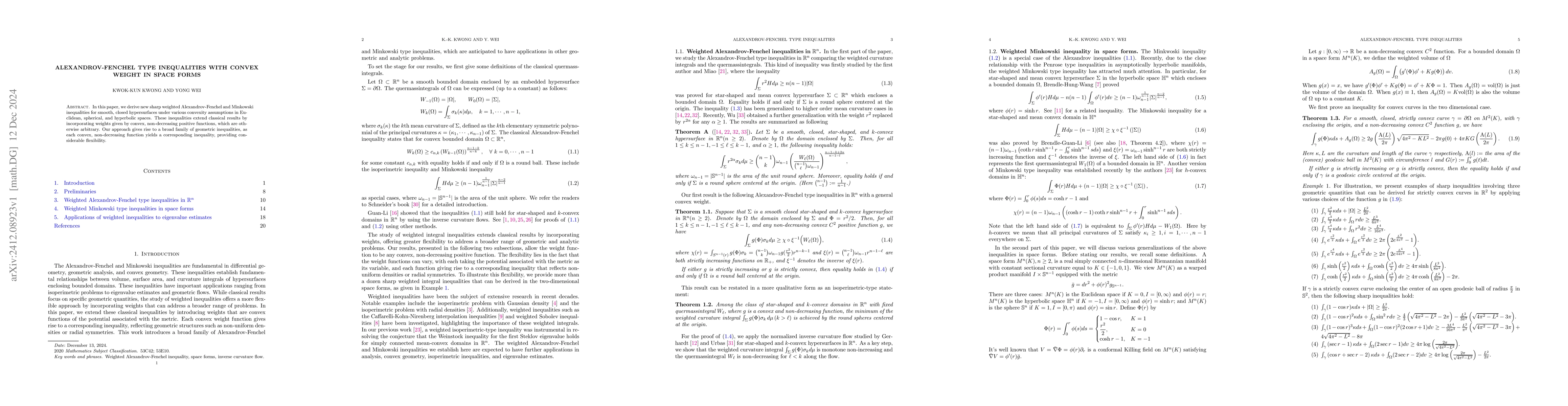 Thumbnail for Alexandrov-Fenchel type inequalities with convex weight in space forms