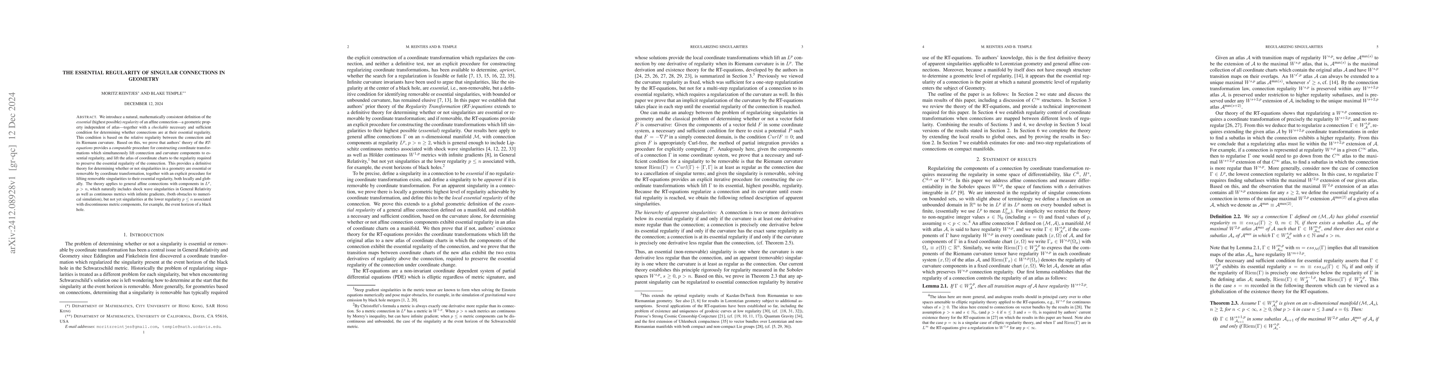 Thumbnail for The essential regularity of singular connections in Geometry