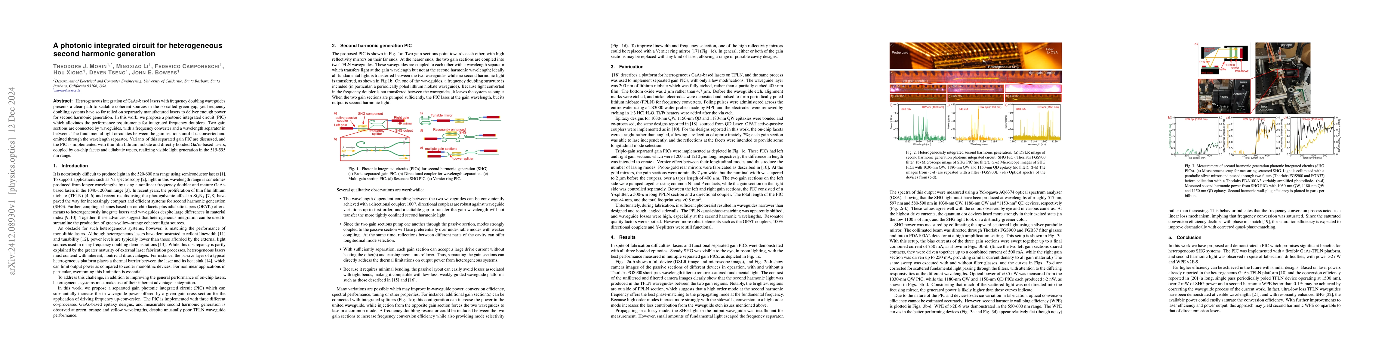 Thumbnail for A photonic integrated circuit for heterogeneous second harmonic
  generation