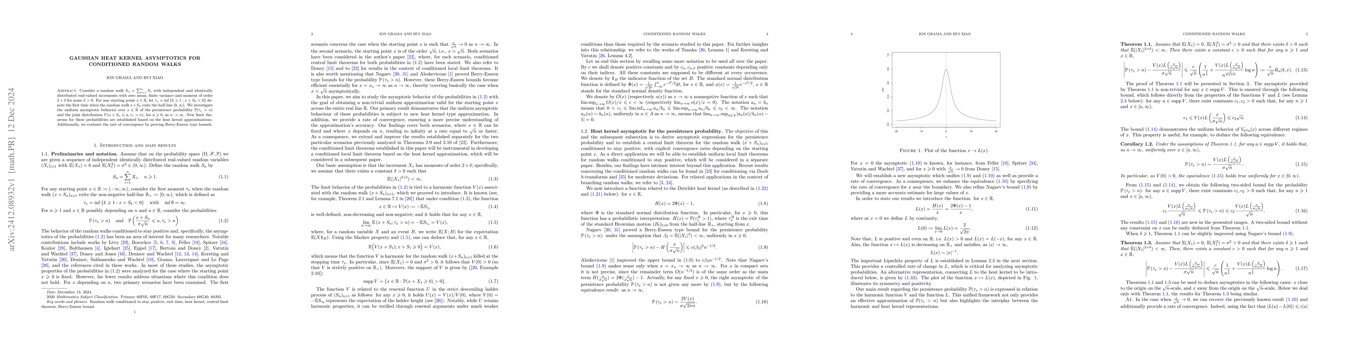 Thumbnail for Gaussian heat kernel asymptotics for conditioned random walks