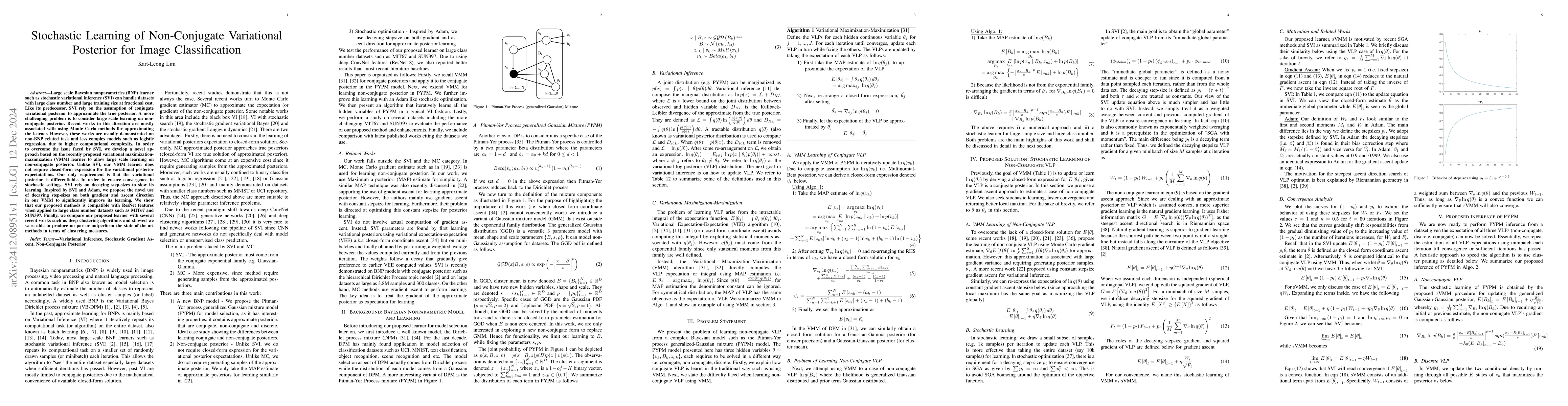 Thumbnail for Stochastic Learning of Non-Conjugate Variational Posterior for Image
  Classification
