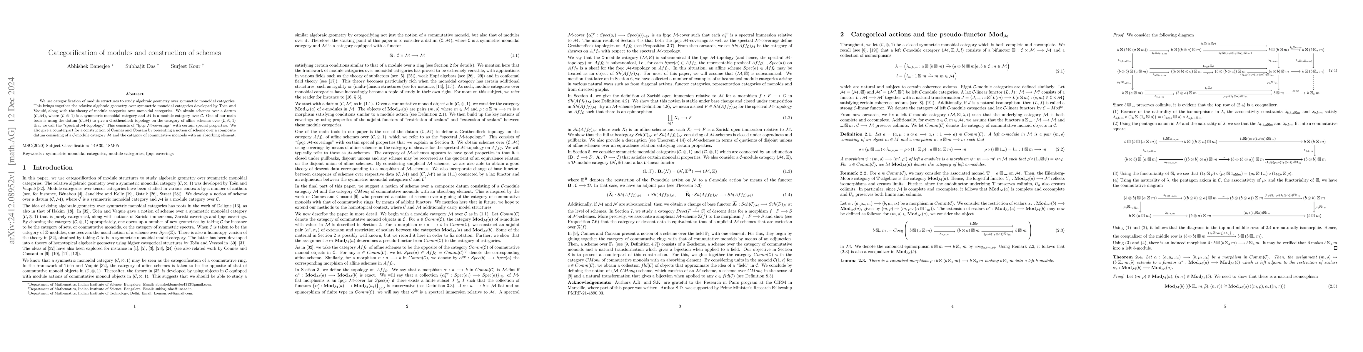 Thumbnail for Categorification of modules and construction of schemes