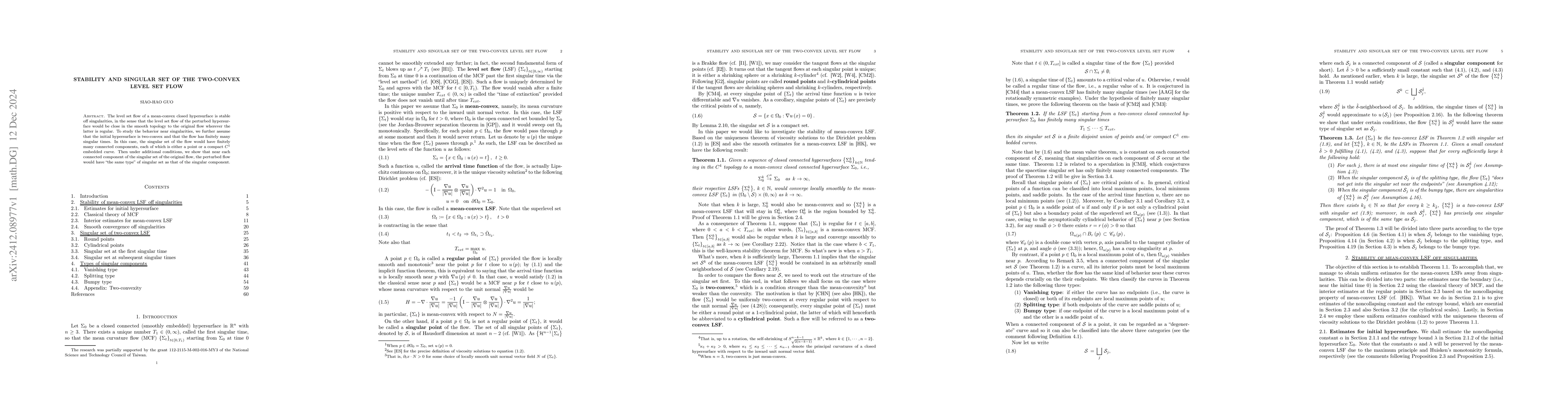 Thumbnail for Stability and singular set of the two-convex level set flow