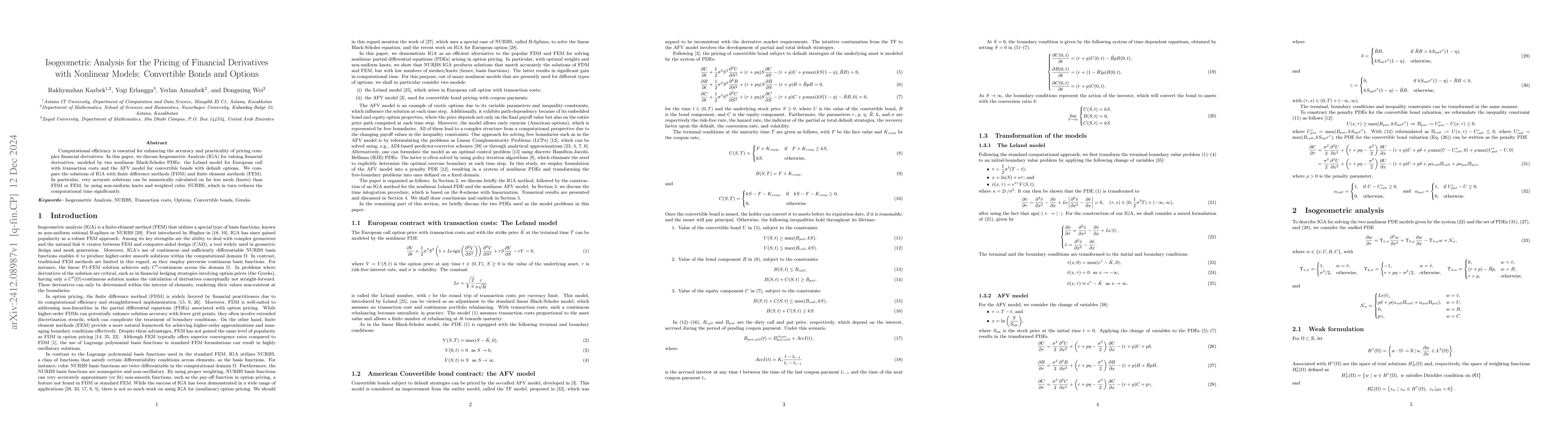 Thumbnail for Isogeometric Analysis for the Pricing of Financial Derivatives with
  Nonlinear Models: Convertible Bonds and Options