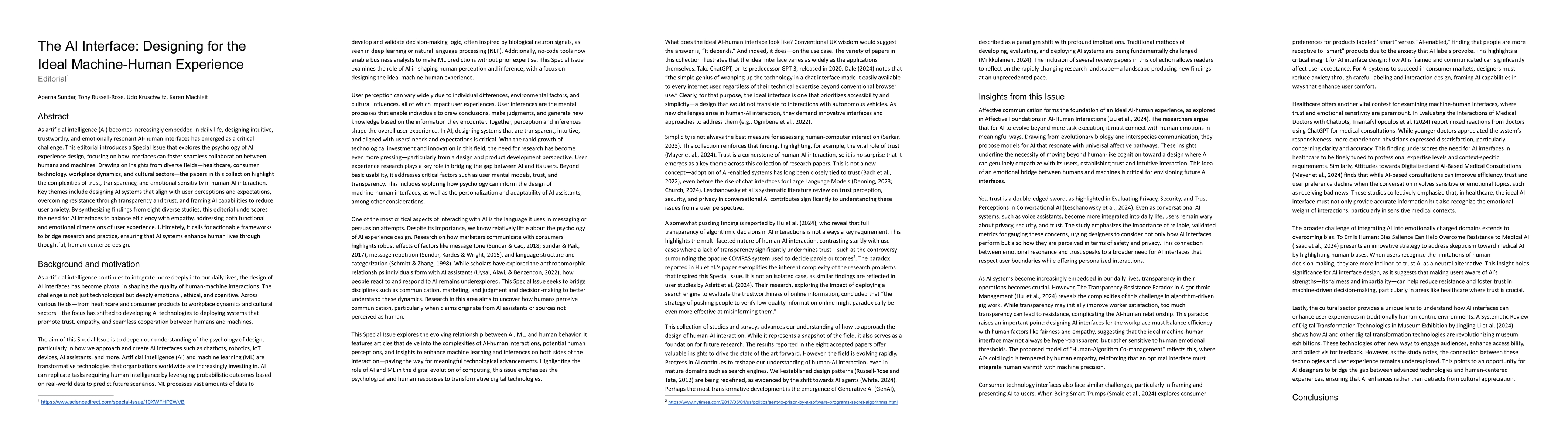Thumbnail for The AI Interface: Designing for the Ideal Machine-Human Experience
  (Editorial)