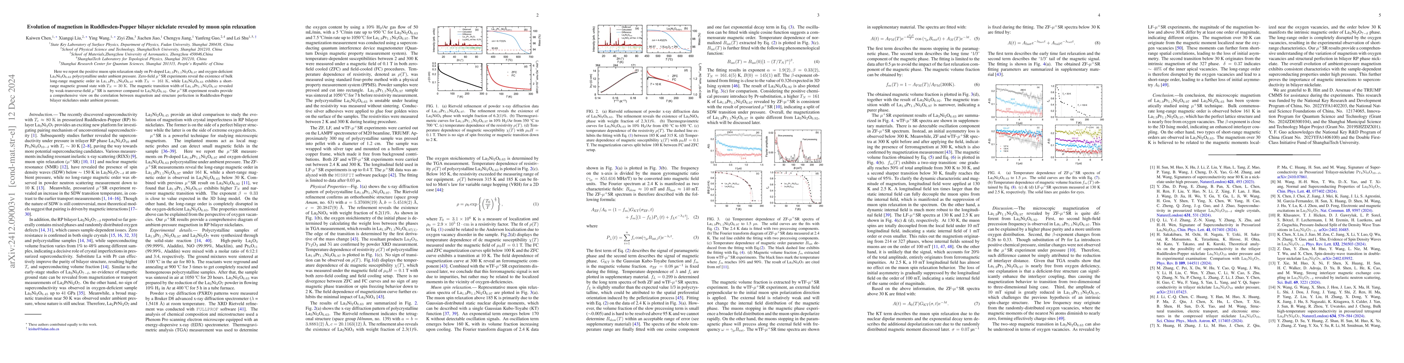 Thumbnail for Evolution of magnetism in Ruddlesden-Popper bilayer nickelate revealed
  by muon spin relaxation
