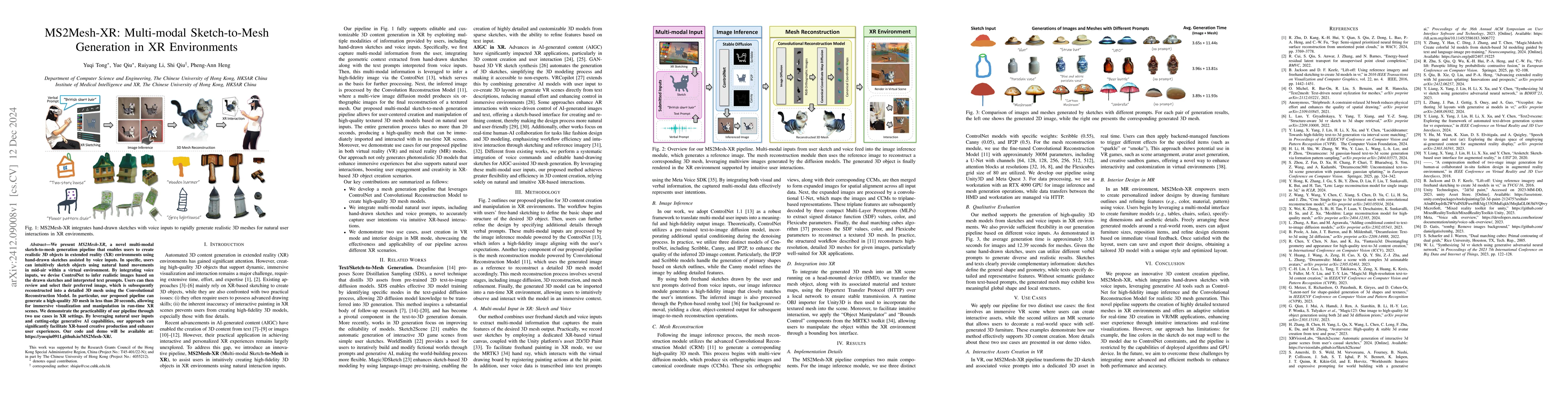 Thumbnail for MS2Mesh-XR: Multi-modal Sketch-to-Mesh Generation in XR Environments