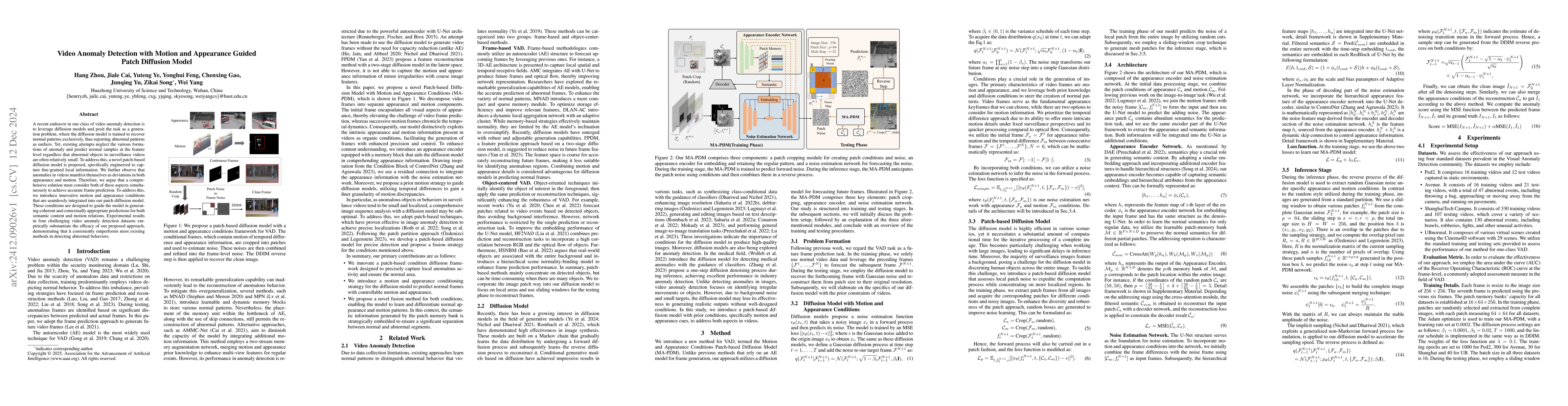 Thumbnail for Video Anomaly Detection with Motion and Appearance Guided Patch
  Diffusion Model