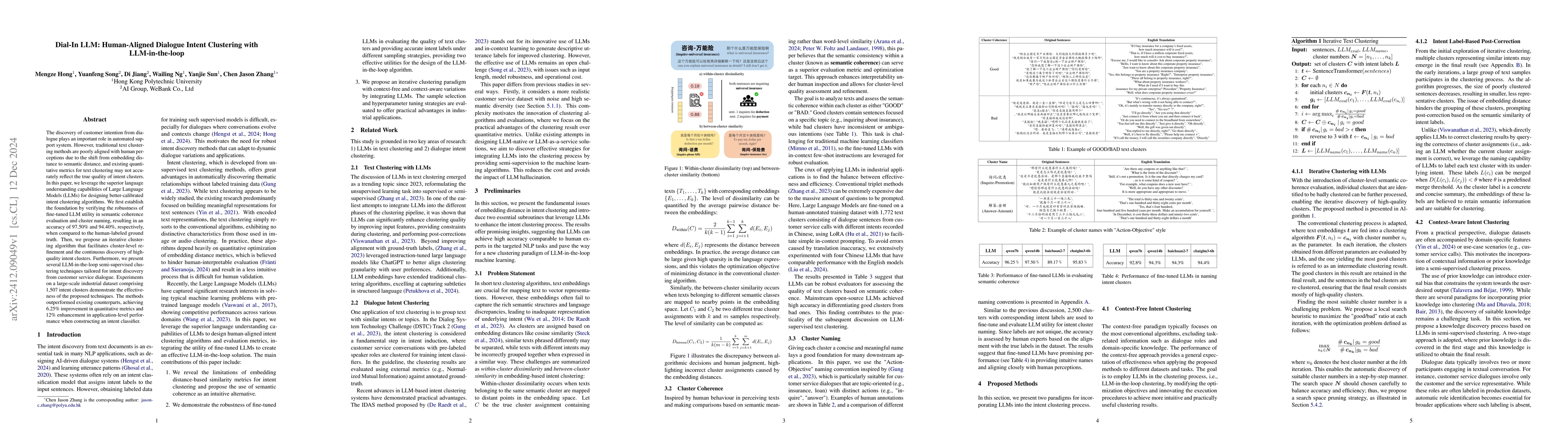 Thumbnail for Dial-In LLM: Human-Aligned Dialogue Intent Clustering with
  LLM-in-the-loop