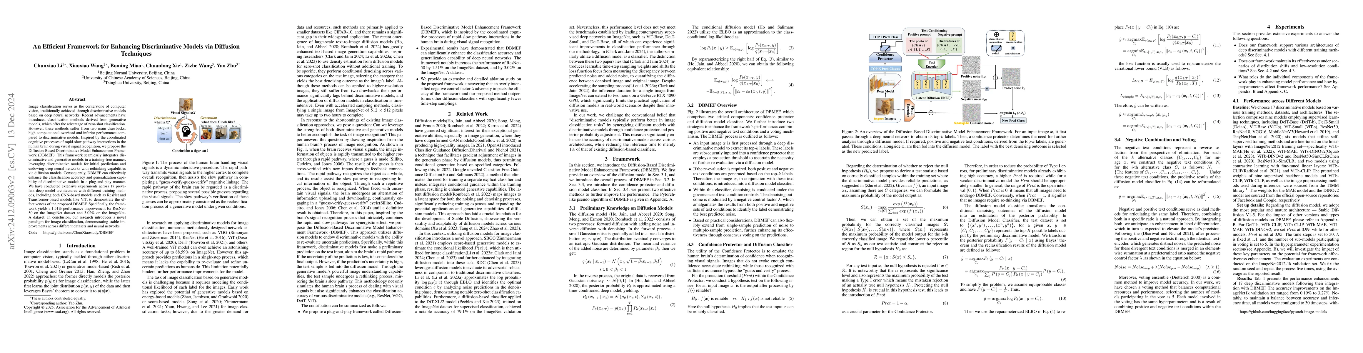Thumbnail for An Efficient Framework for Enhancing Discriminative Models via Diffusion
  Techniques