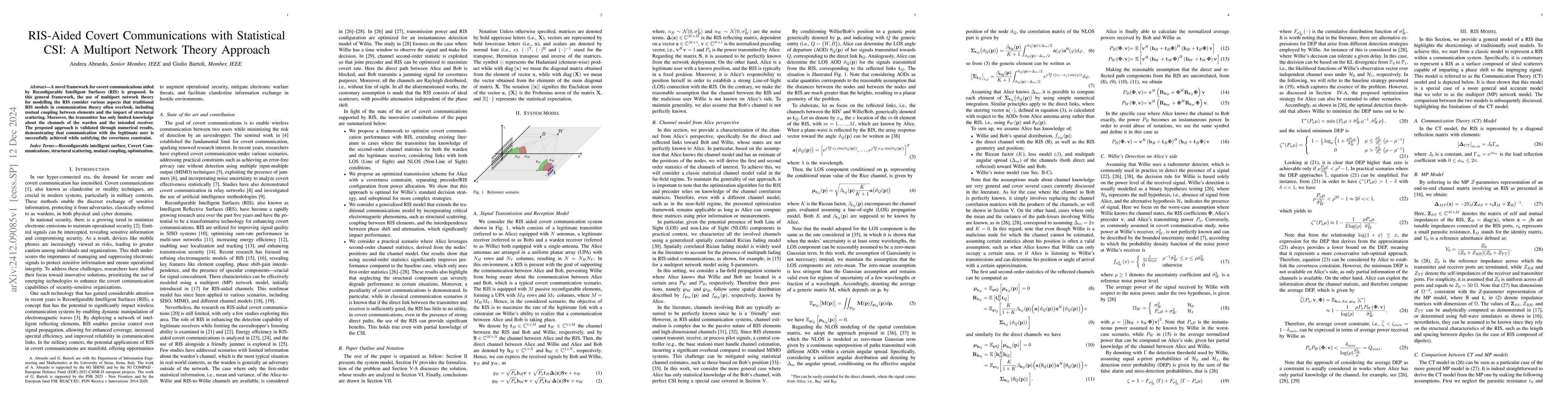 Thumbnail for RIS-Aided Covert Communications with Statistical CSI: A Multiport
  Network Theory Approach
