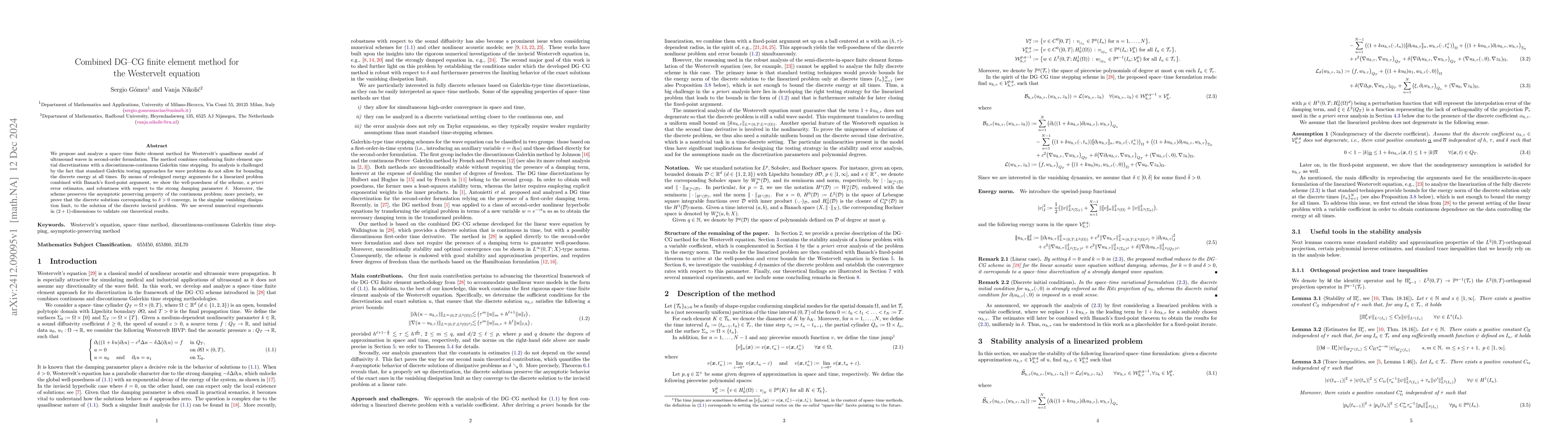Thumbnail for Combined DG-CG finite element method for the Westervelt equation