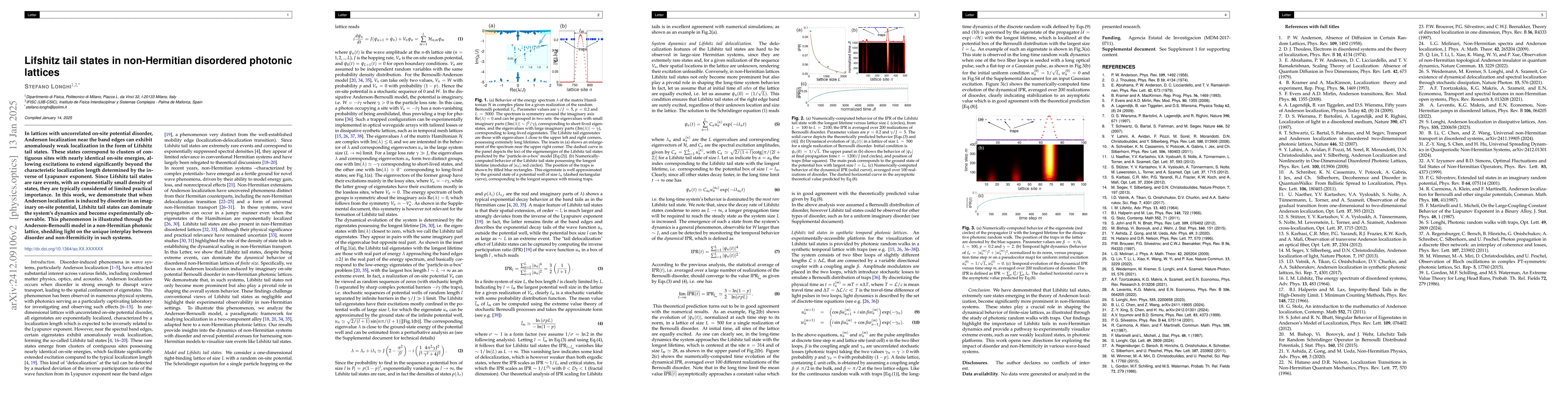 Thumbnail for Lifshitz tail states in non-Hermitian disordered photonic lattices