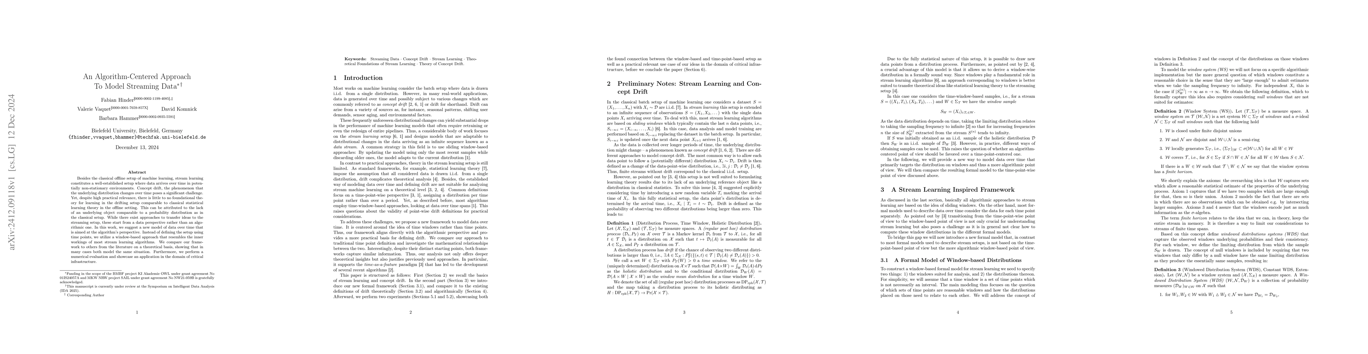 Thumbnail for An Algorithm-Centered Approach To Model Streaming Data