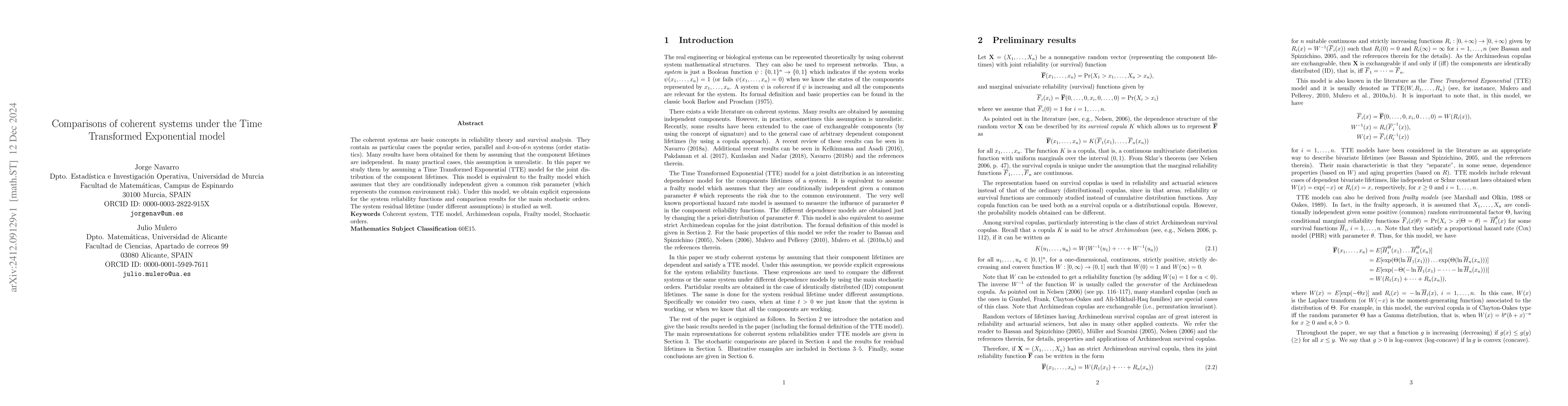 Thumbnail for Comparisons of coherent systems under the time-transformed exponential
  model