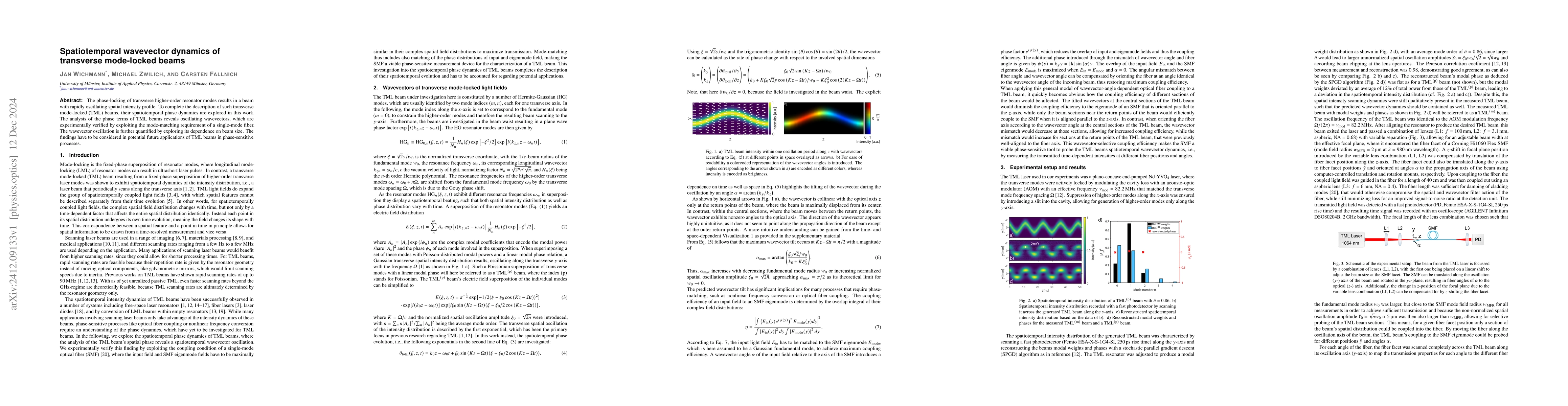 Thumbnail for Spatiotemporal wavevector dynamics of transverse mode-locked beams