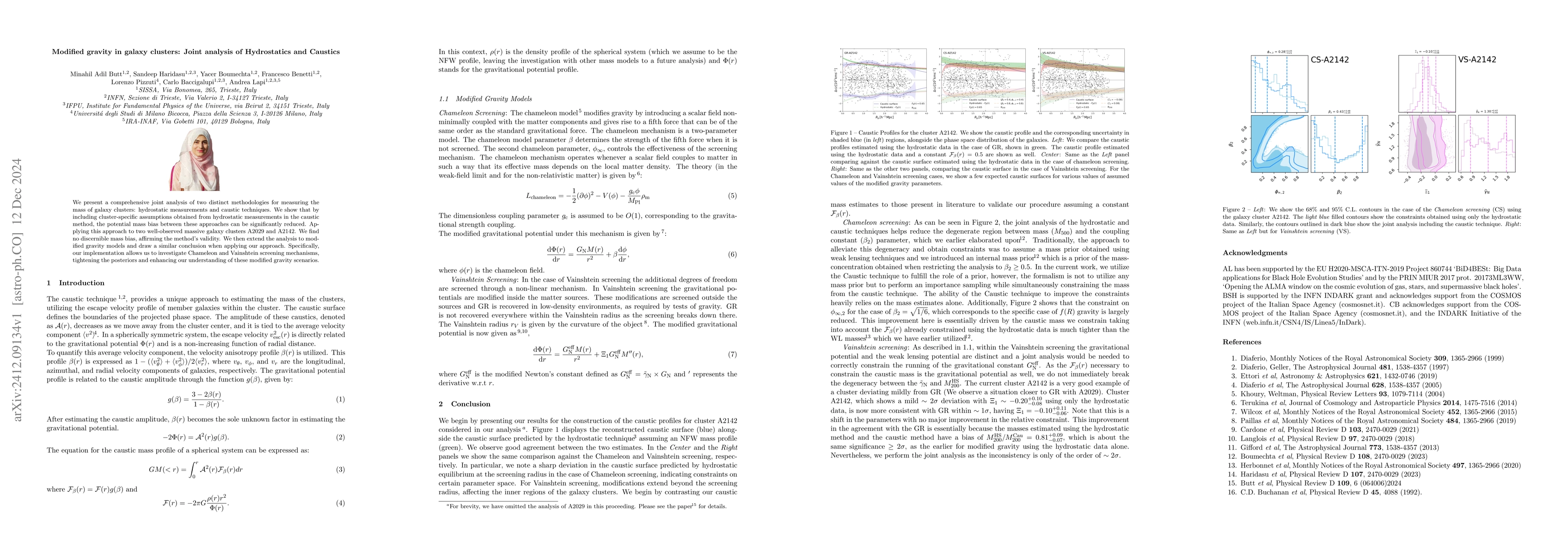 Thumbnail for Modified gravity in galaxy clusters: Joint analysis of Hydrostatics and
  Caustics