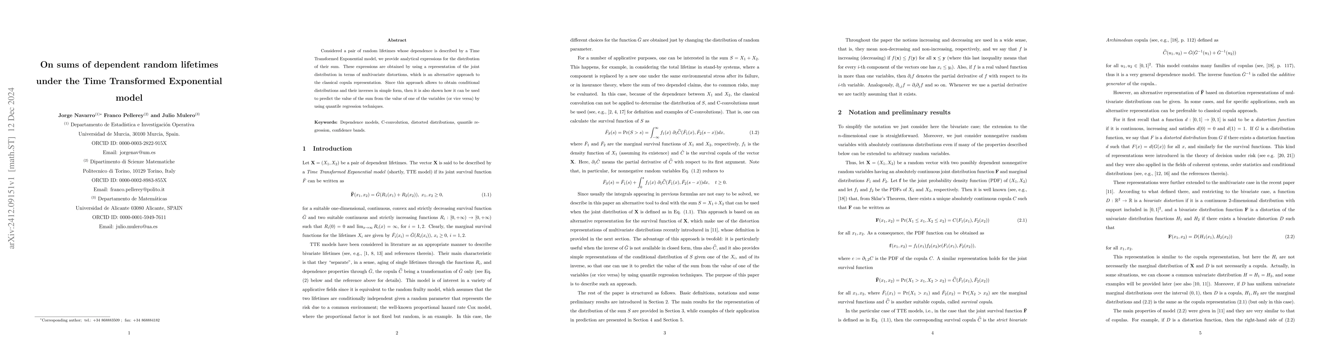 Thumbnail for On sums of dependent random lifetimes under the Time Transformed
  Exponential model